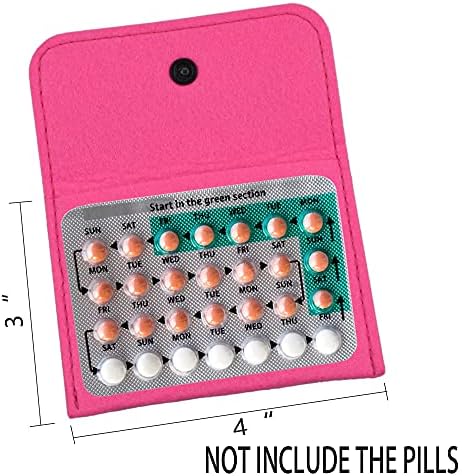 2 Pack Birth Control Pill Packet with 4" x 3" for Women Privacy Protection Contraceptive Medicine Holder Pink Sleeve Pouch Wallet