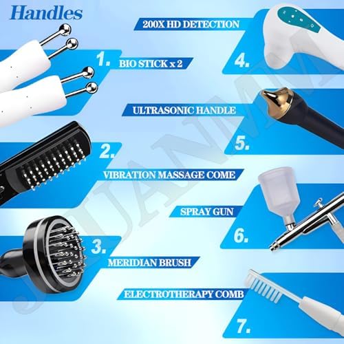 7 in 1 Scalp Detector, Skin Diagnosis Hair Analyzer Multi‑Functional Digital Hair Skin Analyzer Microscope Magnifier High Sensitivity Follicle Analyser Tester Machine or Home Spa Salon Use