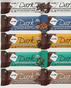 Variety Pack Protein Dark Bars "Made for Nugo Nutrition " 12 Count – Flavors: Chocolate Chip, Pretzel, Mint, , Mocha, Peanut Butter, Coconut, ,or Almond – Kosher Pareve, Dairy-Free, Vegan, Gluten-Free, "The Kitchen Queen" Packaging