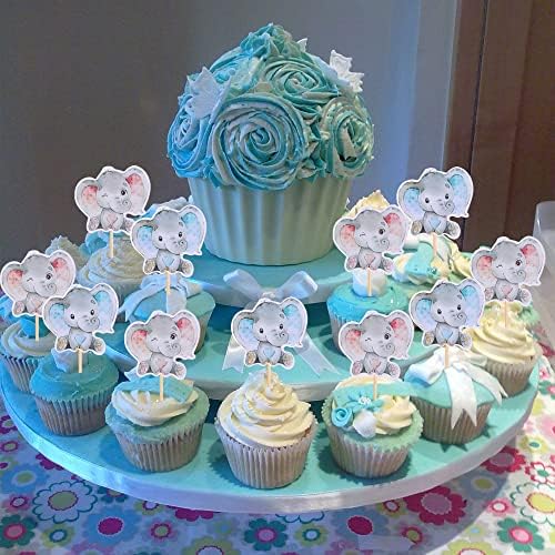 36 PCS Pink or Blue Elephant Cupcake Toppers Baby Shower Boy or Girl Cupcake Picks for Elephant Theme Gender Reveal Baby Shower Kids Boys Girls Birthday Party Cake Decorations Supplies