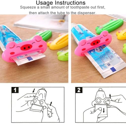 4 Pack Cartoon Toothpaste Tube Squeezer - Animal Manual Tube Squeezer-4WHITE