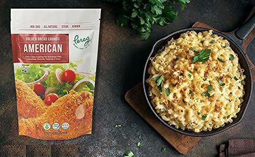 Pereg Golden Crisp Bread Crumbs American (12 Oz) - Cripsy Seasoned Breadcrumbs for Coating & Stuffing - Coat Burger, Schnitzel, Vegetables, Meatballs - Kosher Certified - Resealable Packaging