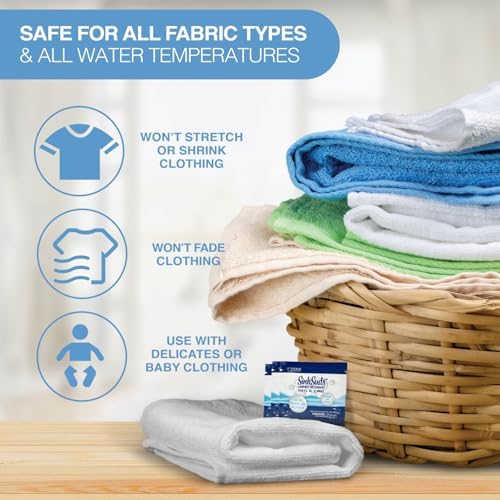 SinkSuds Laundry Detergent Travel Size Liquid Soap TSA Compliant Safe for All Fabrics 12 Packets & 2 Sink Stoppers