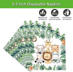 50 Pcs Jungle Safari Animal Napkins - Party Disposable Dinner Paper Napkins for Baby Shower Birthday Themed Party