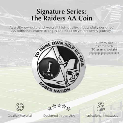 MYRECOVERYSTORE Silver and Black Pirate Alcoholics Anonymous AA Chip w/Coin Capsule AA Yearly Medallion 1-50 Years