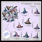 45PCS Edible Witch Hat Cupcake Toppers Wafer Paper Halloween Hat Cake Decorations Witch Magic Cupcake Toppers for Halloween Eve Theme Party Birthday Decor Supplies
