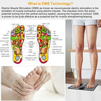 EMS Foot Massage Pad, Electric Foot Stimulator Massager Foot Plate with 6 Modes & 9 Intensity Levels, TENS Leg Reshaping Muscle Pain Relax Massage Mat for Muscle Relaxation, Battery Powered