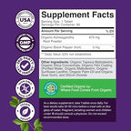 High Strength Organic Ashwagandha Supplements - Ashwagandha Organic Tablets for Mood Support & Hormone Balance for Women & Men - Root Extract Powder with Black Pepper for Better Absorption - 60 Ct