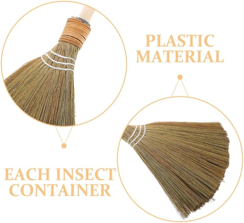 Healeved Handmade Asian Broom for Indoor Sweeping, 26" Short Handle Traditional Vietnamese Miscanthus Straw Broom with Hanging Cord, Soft Bristle Floor Sweeper for Hardwood, Tile and Dust Cleaning