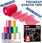 9 Pack Pre Wrap Tape, 9 Colors 2.76 Inch x 11 Yards Prewrap Athletic Tape for Hair Soccer, Pre Wrap Foam Tape, Soccer Pre Wrap Tape, Prewrap Headbands for Hair