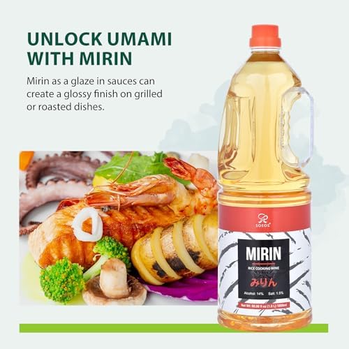 Soeos Mirin, Japanese Cooking Wine, 1.8 L (Pack of 1), Mirin Rice Wine, Authentic Natural Sugar Sweet Rice Cooking Wine for Cooking, Condiments, Seasoning Homemade Sauces, Japanese Seasoning