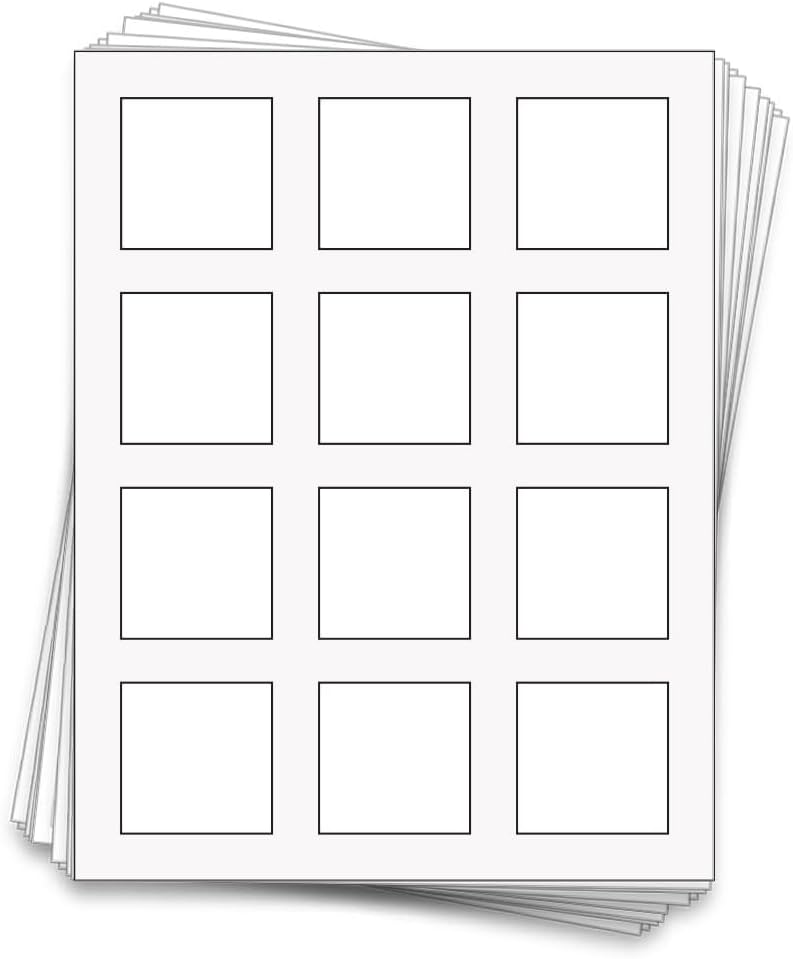120 Square Waterproof Labels for 100 ml Bottles, 2 in., Waterproof White Vinyl for Inkjet Printers