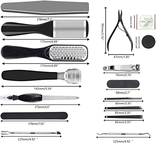 EKOCSIO Professional Pedicure Kit, 36 in 1 Stainless Steel Foot Care Kit Foot Rasp Dead Skin Remover for Home & Salon Care, Black
