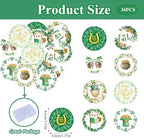 36PCS Edible Happy St Patrick’s Day Cupcake Toppers Wafer Paper Shamrock Green Hat Lucky Cupcake Picks for Happy St Patrick’s Day Irish Theme Baby Shower Birthday Party Cake Supplies