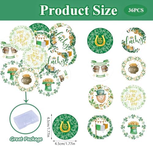36PCS Edible Happy St Patrick’s Day Cupcake Toppers Wafer Paper Shamrock Green Hat Lucky Cupcake Picks for Happy St Patrick’s Day Irish Theme Baby Shower Birthday Party Cake Supplies