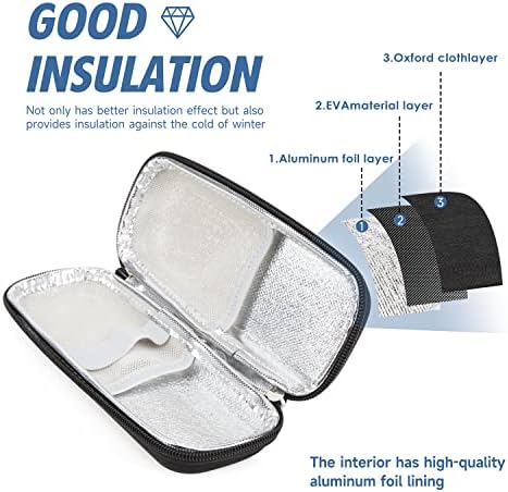 YOUSHARES Insulin Cooler Travel Case, Small EVA Diabetic Insulated Organizer Portable Cooling Bag for Medication Cooling Insulation, Epi Pen Carrying Bag with 2 Ice Pack (Black)