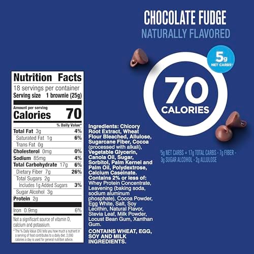 Fiber One 70 Calorie Brownies, Chocolate Fudge Snack Bars, Mega Pack, 18 Ct, 16 oz