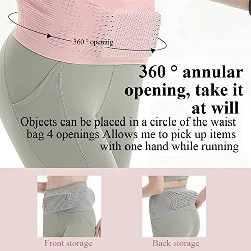 Multifunctional Knit Breathable Concealed Waist Bag - Adjustable Running Belt, Universal Running Waist Pack with Large Capacity, Running Waist Packs for Women Men Outdoor Activities (Pink, L)