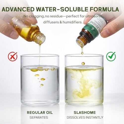 Essential Oils for Diffusers for Home –12 x 10ml Water Soluble Aromatherapy Oils with Wood Box, Natural Scented Oils for Home, Spa, Car & Gifts - Lavender, Peppermint, Sweet Orange, Tea Tree & More