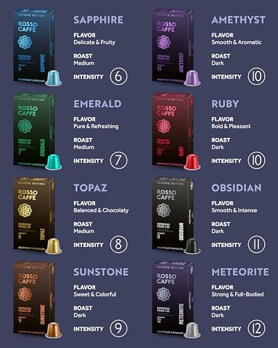 ROSSO CAFFÈ Espresso Coffee Pods, Compatible with Nespresso Original Machines, Reserve Variety Pack, 160 Capsules - Made in Italy