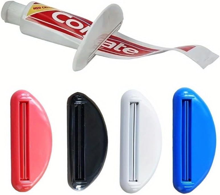 4PCS Toothpaste Tube Squeezer Reusable Toothpaste Tube Portable Rolling Holder Squeezer for Bathroom Home Saving Toothpaste Facial Cleanser Creams Bathroom Accessories (Mix Colors 4PCS)