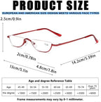 Viseng 2 Pack Vintage Alloy Half Moon Reading Glasses Women Men Slim Half Frame Lens Readers Glasses +1.0