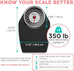 Adamson A24 Scales for Body Weight - Up to 350 LB - New - Anti-Skid Rubber Surface Extra Large Numbers - High Precision Bathroom Scale Analog - Durable with 20-Year Assurance - Black