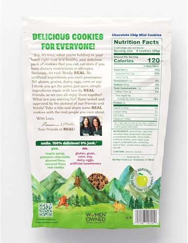 REAL Chocolate Chip Mini Cookie Poppers – Bite-sized Gluten Free Semi Soft Baked Cookies – Dairy Free, Vegan, Kosher, Paleo – Delicious Mini Chocolate Chip Cookies (4.5 oz, 3 Pack)…