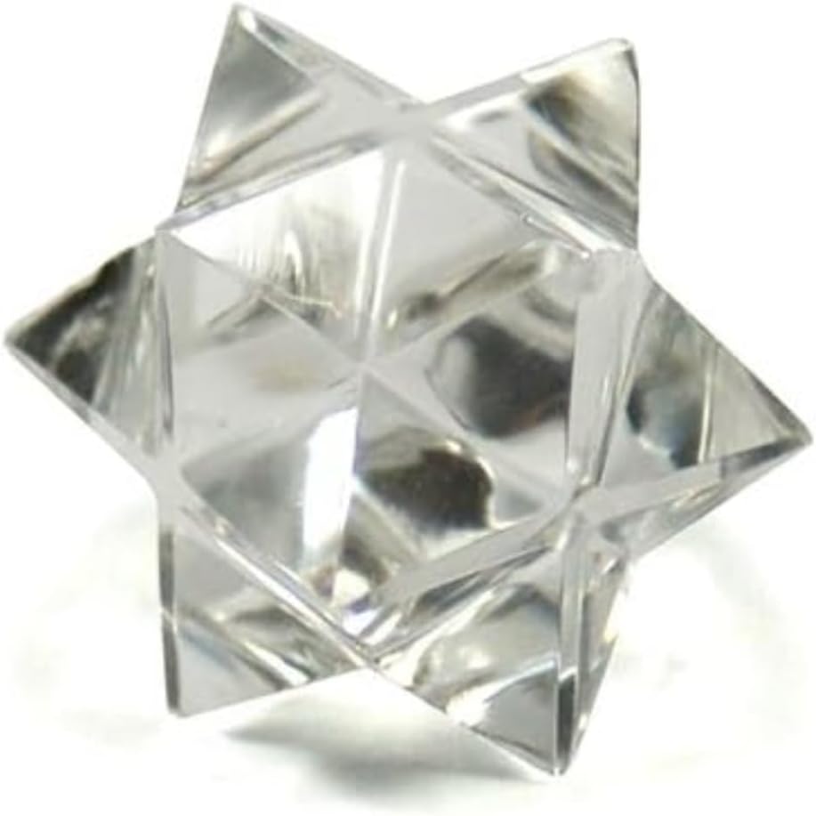 Jet 1 Pcs Clear Quartz Crystal 12-Point Merkabah Star for Healing - Panic Balancing Meditation Tool Use (0.75-1 inch, 8-10 Grams)
