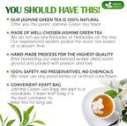 FreshDrinkUS, Premium 135 Jasmine Green Tea Bags, 100% Natural & Pure from Jasmine Green Herbal Tea. Made with Natural Material Tea Bags. No Sugar, No Caffeine, No Gluten, Vegan.