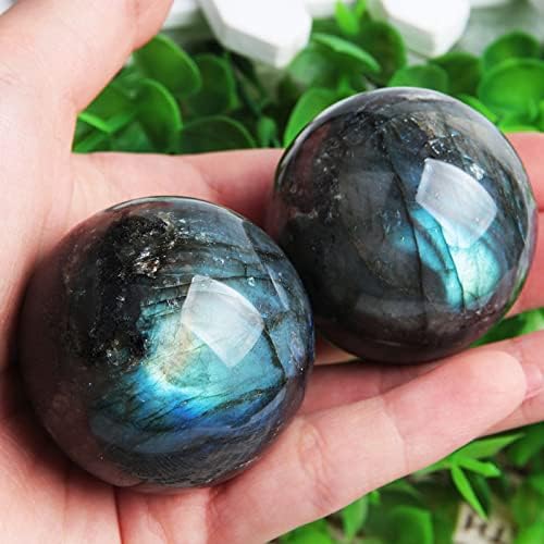 Acxico 1Pcs 40mm Labradorite Sphere Natural Quartz Crystal Ball Meditation Healing Reiki Stone