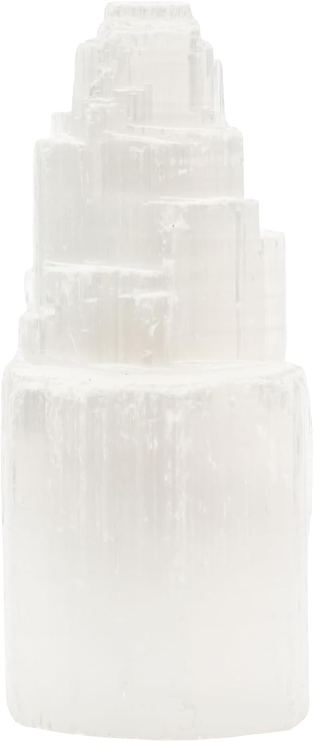 Down to Earth Selenite Iceberg Tower – Natural White Crystal for Energy Cleansing, Meditation, Reiki, Charging Stones & Home Décor – Polished Healing Crystal Tower (4" Iceberg)