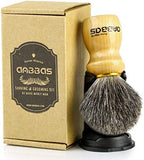 Anbbas Shaving Brush and Holder,Pure Badger Hair with Wood Handle,Black Resin Stand Holder,Contracted Design 2in1 Set for Men Wet Shave