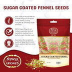 Spicy World Sugar Coated Fennel Seeds | Sweet Saunf Candy for Mouth Freshening - 7 Oz (200g) Pack | Premium Quality Fennel Mouth Freshener | Indian After Meal Digestive Treat
