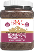 Pride Of India | Himalayan Black Rock Salt - Fine Grind, 2.2 Pound (1 Kg) | Kala Namak - Contains 84+ Minerals - Perfect for Cooking, Tofu Scrambles, Table, Kitchen, Restaurant, & Bathing Use