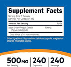 Nutricost Apple Cider Vinegar Capsules 500mg, 240 Vegetarian Capsules - Natural, Vegetarian, GMP, Non-GMO and Gluten Free