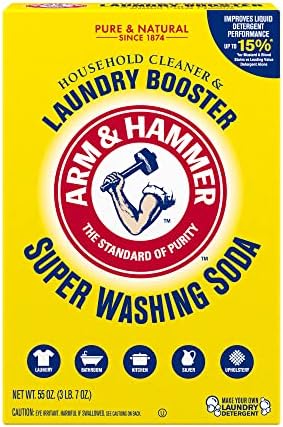 ARM & HAMMER Super Washing Soda Household Cleaner and Laundry Booster, 55 oz Box