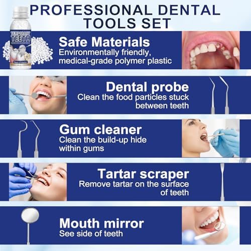 Tooth Repair Kit, Moldable Tooth Filling Repair Kit with 4 Dental Tool, Dental Care Kit Fixing The Missing and Broken Replacements, DIY Natural Filling Fake Teeth,Smile Confidently Again