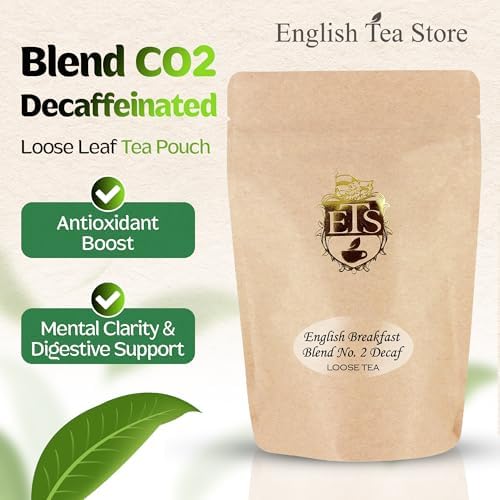 English Breakfast Blend No. 2 CO2 Decaffeinated Tea | Loose Leaf Black Tea | Flowery Pekoe from Sri Lanka | Bold Flavor | Smooth & Caffeine-Free | 4oz Bulk Pouch | Hot or Iced Brew Friendly