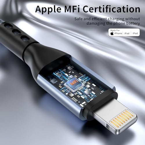 iPhone Charger 3pack 10FT Apple MFi Certified Nylon Braided Lightning Cable Fast Charging Long USB Charging Cable High Speed Transfer Cord for iPhone 14 13/12/11 Pro Max/XS MAX/XR/XS/X/8/7/Plus/6S