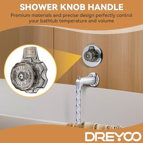 Dreyoo 1 Set Compatible with MXT11 Temperature and Volume Handles Compatible with Mixet Tub and Shower Knob Replacement Shower Volume Control Handle Bathtub Temperature Control (Smoked Acrylic)