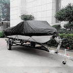 Waterproof Heavy Duty Boat Cover, 210D Marine Grade Oxford Cloth All-Weather Mooring and Trailering Boat Cover Fits V-Hull, Tri-Hull, Runabout Boat, Bass Boat