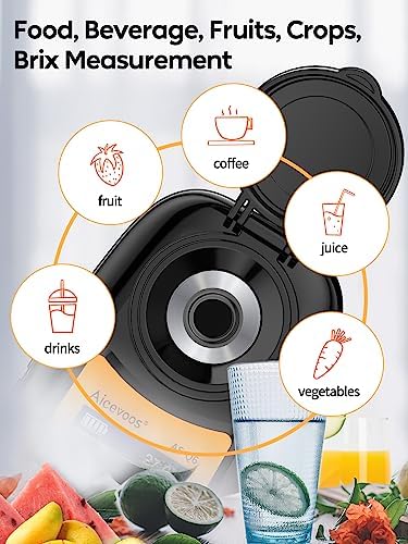 Digital Sugar Brix Refractometer brix Meter Automatic Temperature Compensation Range 0-35%，±0.2% Precision, Perfect for Fruits, Juices, Vegetables, Drinks and Coffee