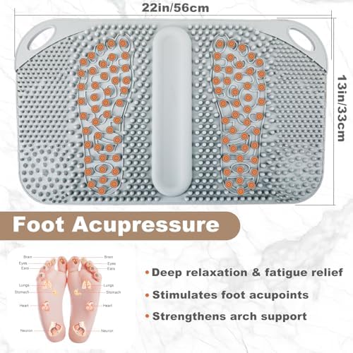 FREATECH Foot Massage Acupressure Mat with Massage Balls for Foot Pain & Plantar Fasciitis Relief, Zoned Reflexology Pressure Point Mat for Sitting & Standing, Safe Food-Grade Silicone, 22'' x 13''