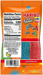 HARIBO Gummi Candy, Z!NG Sour Streamers Gummy Candy, 4.5 Ounce Share Size Bags (Pack of 12) Delicious Soft & Chewy Snacks, Assorted Fruity Flavors