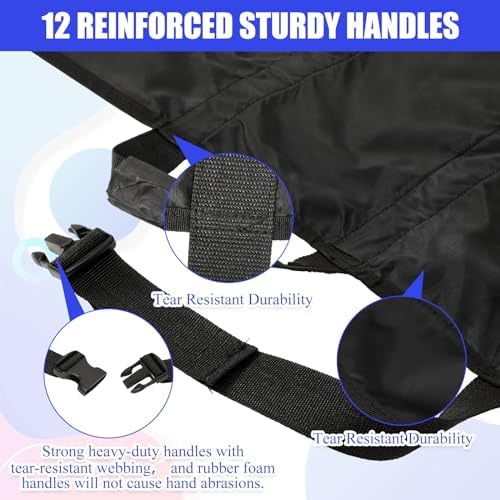 2 Pcs 72" x 27" Portable Transport Stretcher Medical with 12 Rubber Foam Handles Folding for Emergency Lightweight Patient and Animals Transport for Rescue First Aid(Black)