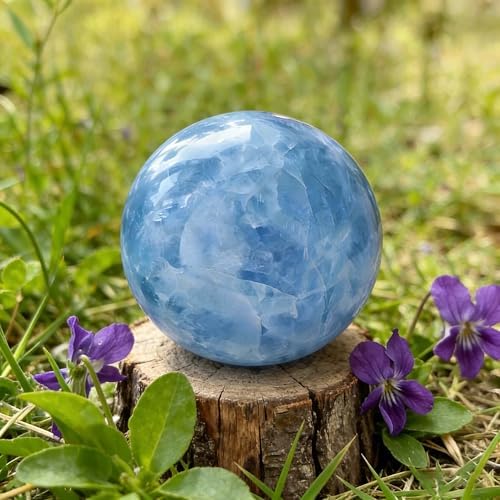 Natural Stone Healing Crystal Sphere Feng Shui Decor Positive Energy Tool for Wealth Meditation Protection Spiritual Space Diameter 4-5cm Celestite Sphere