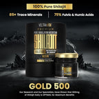 100% Pure Himalayan Shilajit Resin Gold 500 Organic | High Potency 75%+ Fulvic Acid, Humic Acid & 85+ Trace Minerals | Natural Energy & Immune Support for Men & Women | Lab Tested