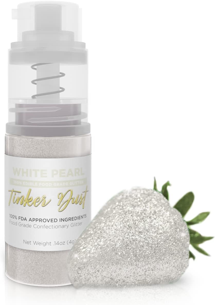 Bakell - White Tinker Dust (4g, 1x Mini Spray Pump) Edible Glitter for Food, Desserts, and Beverages!