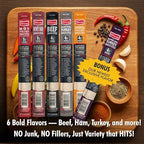 Jerky.com 12-Pack Meat Stick Variety Pack - Includes Bonus Pepper Jack Turkey Sticks - Bold Meat & Snack Sticks Sampler | High Protein, Low Carb, Keto Friendly | Turkey, Ham, Pork, Beef Jerky Gifts | Fathers Day Gift for Dad